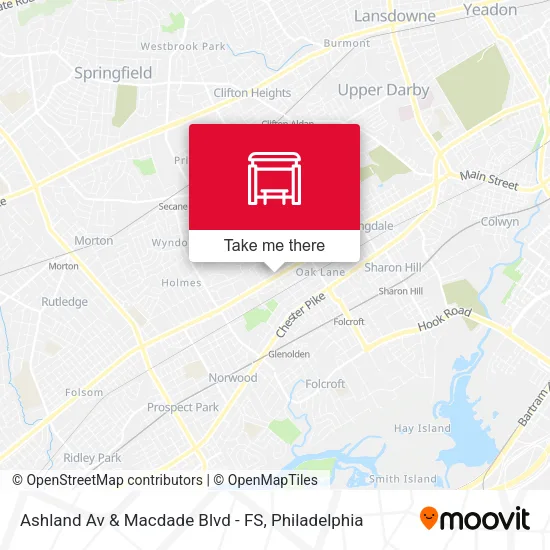 Ashland Av & Macdade Blvd - FS map