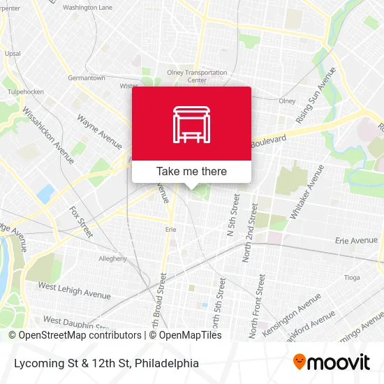 Lycoming St & 12th St map