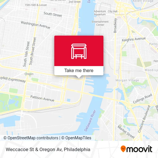 Weccacoe St & Oregon Av map