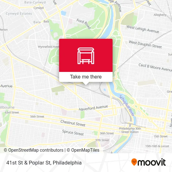 41st St & Poplar St map