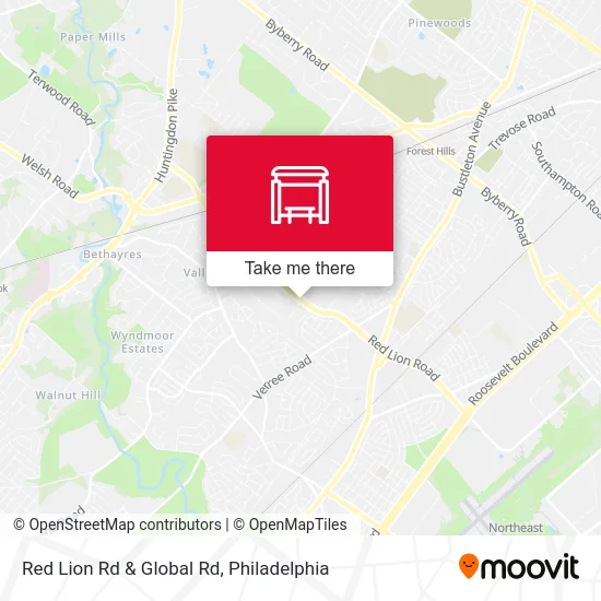 Red Lion Rd & Global Rd map