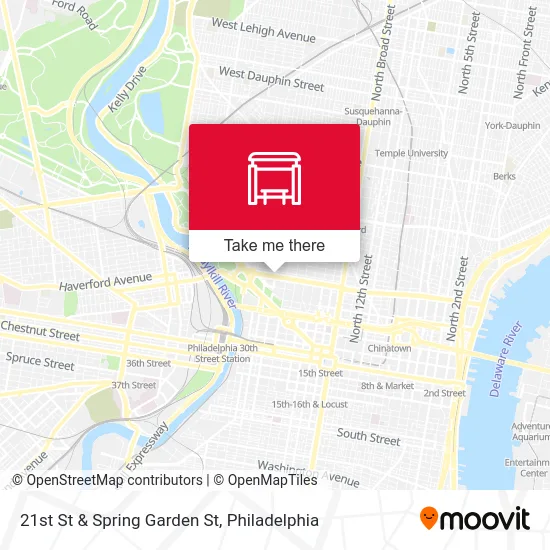 21st St & Spring Garden St map
