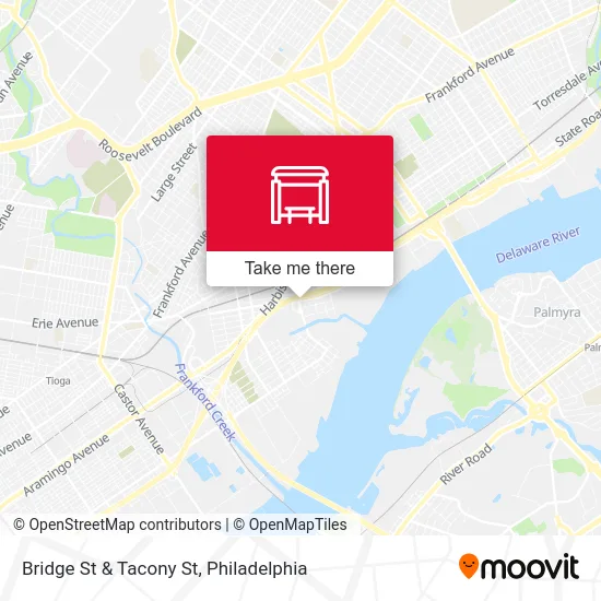 Bridge St & Tacony St map