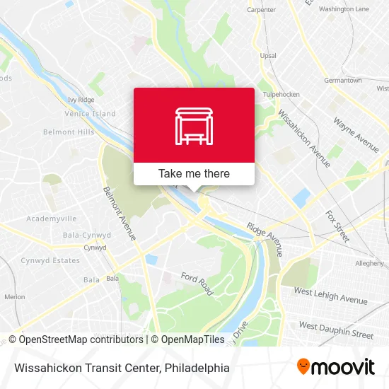 Wissahickon Transit Center map