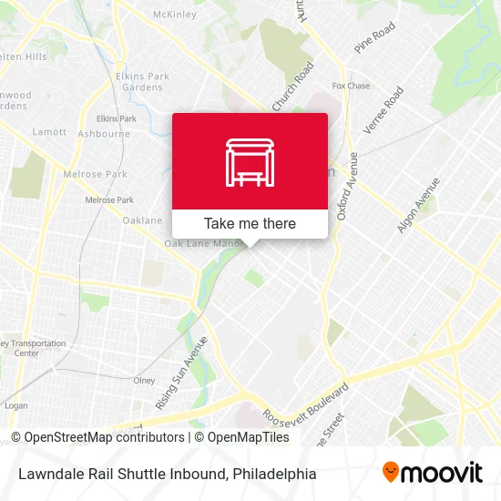 Lawndale Rail Shuttle Inbound map
