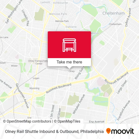 Olney Rail Shuttle Inbound & Outbound map