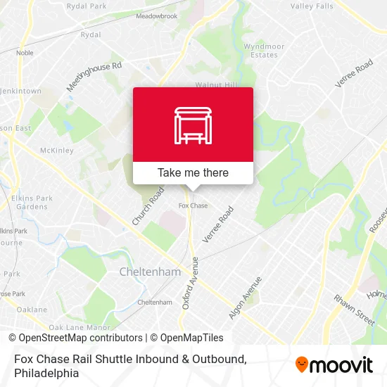 Fox Chase Rail Shuttle Inbound & Outbound map