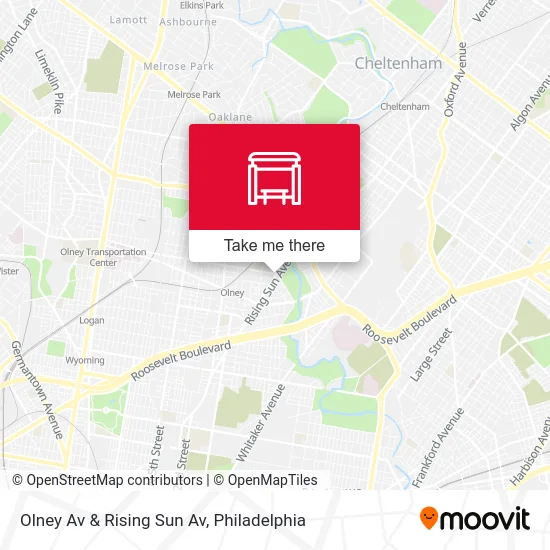Olney Av & Rising Sun Av map