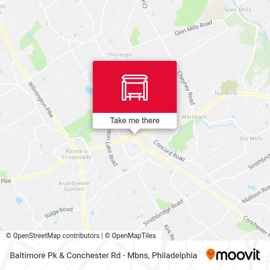 Baltimore Pk & Conchester Rd - Mbns map