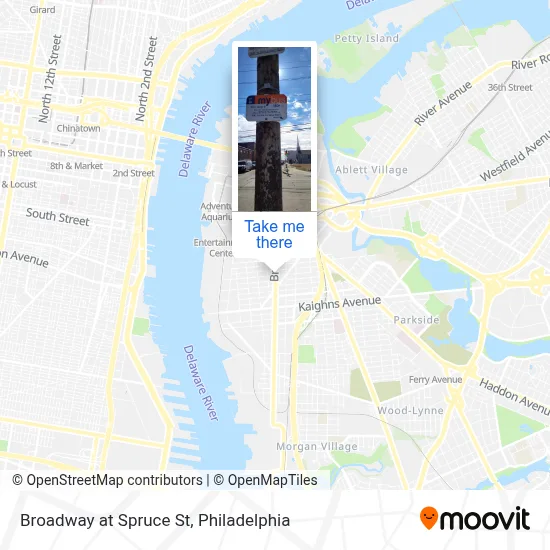 Broadway at Spruce St map