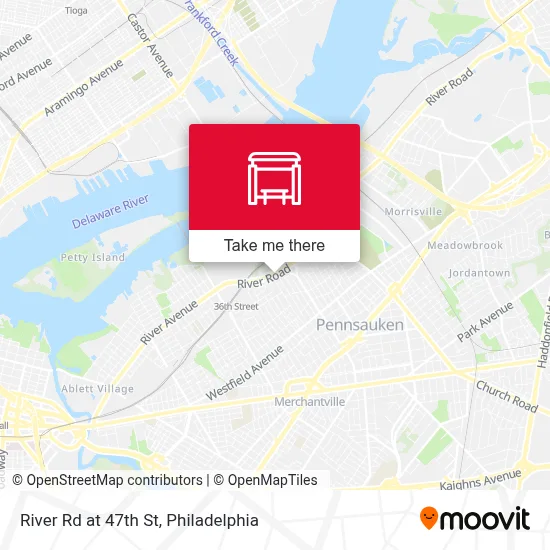 River Rd at 47th St map