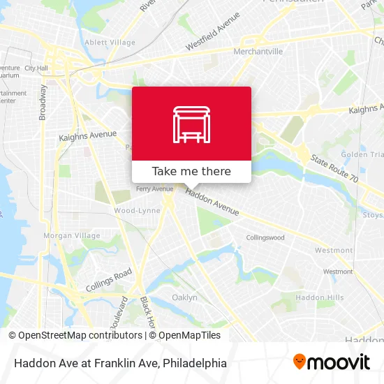 Haddon Ave at Franklin Ave map