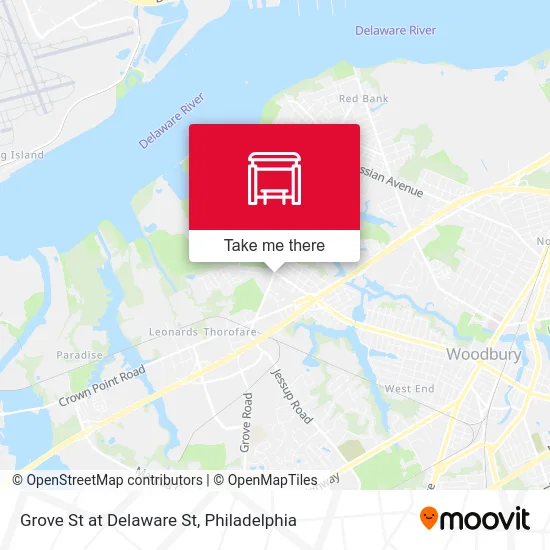 Grove St at Delaware St map