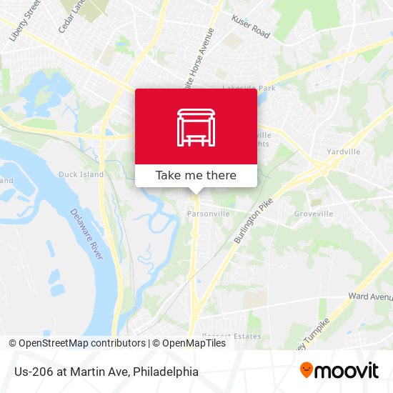 Us-206 at Martin Ave map