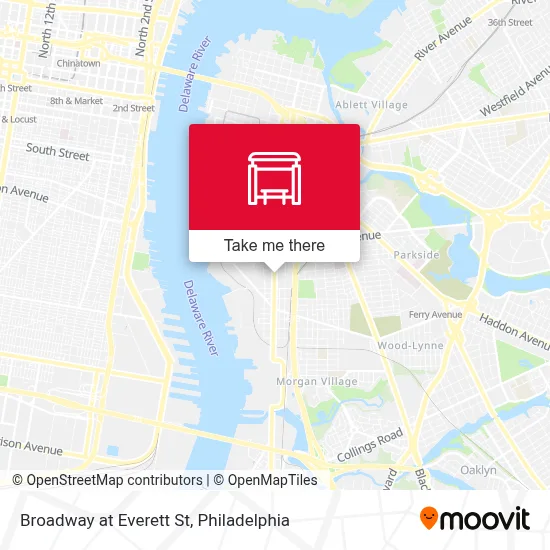 Broadway at Everett St map