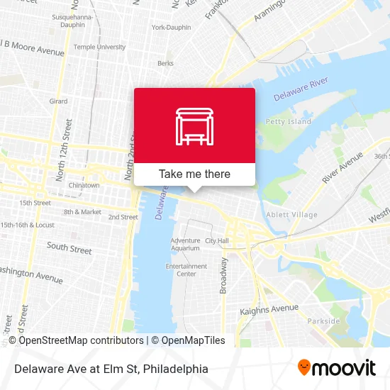 Delaware Ave at Elm St map
