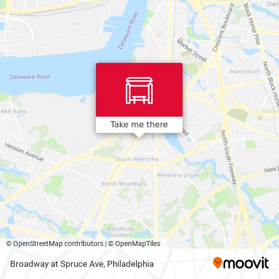 Broadway at Spruce Ave map