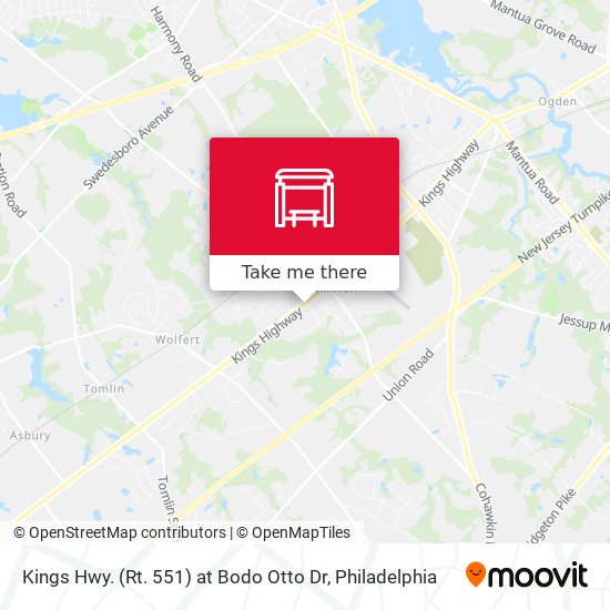 Kings Hwy. (Rt. 551) at Bodo Otto Dr map