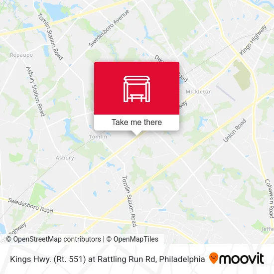 Kings Hwy. (Rt. 551) at Rattling Run Rd map