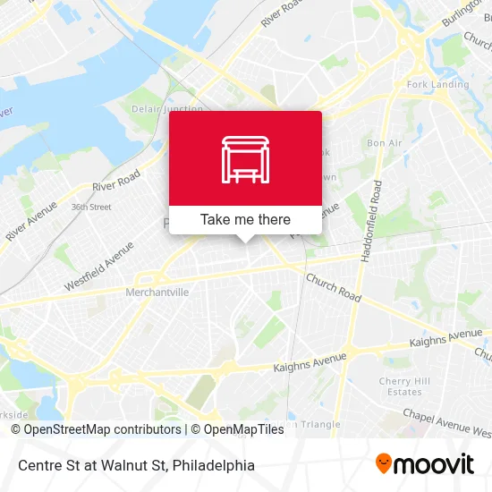 Centre St at Walnut St map