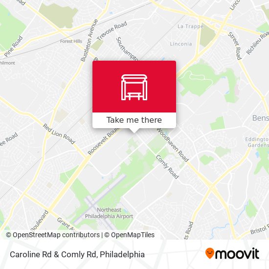 Caroline Rd & Comly Rd map