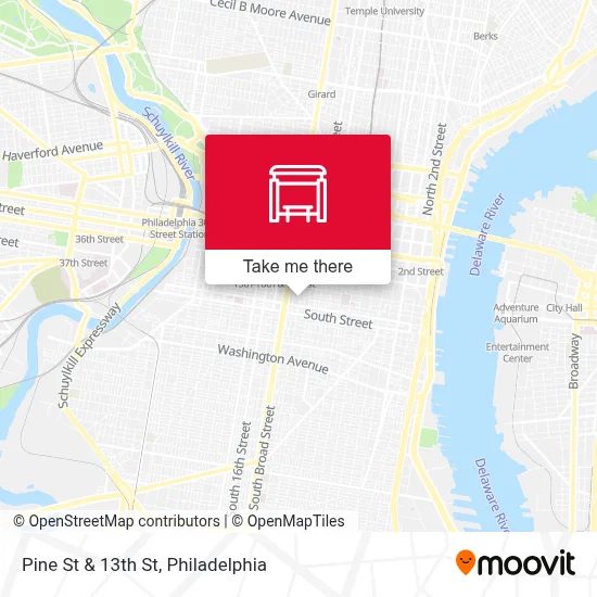 Pine St & 13th St map