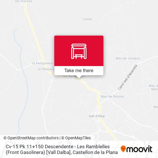 Cv-15 Pk 11+150 Descendente -  Les Ramblelles (Front Gasolinera) [Vall Dalba] map