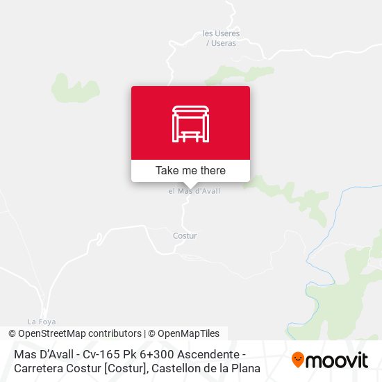 mapa Mas D’Avall - Cv-165 Pk 6+300 Ascendente - Carretera Costur [Costur]