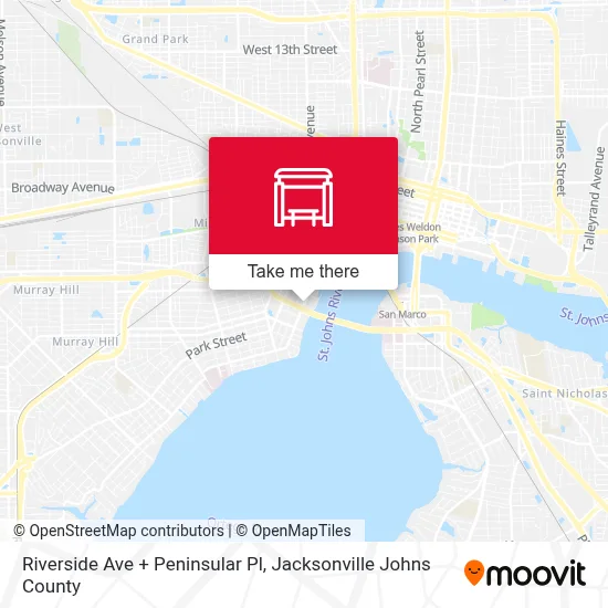 Riverside Ave + Peninsular Pl map