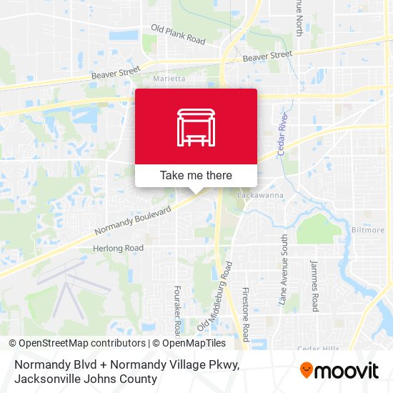 Normandy Blvd + Normandy Village Pkwy map