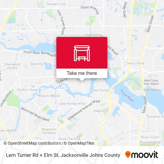 Lem Turner Rd + Elm St map