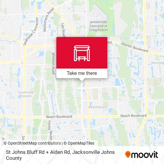 St Johns Bluff Rd + Alden Rd map