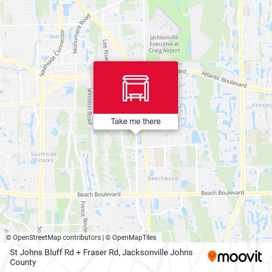 St Johns Bluff Rd + Fraser Rd map