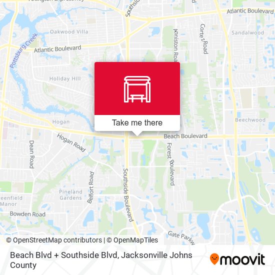 Beach Blvd + Southside Blvd map