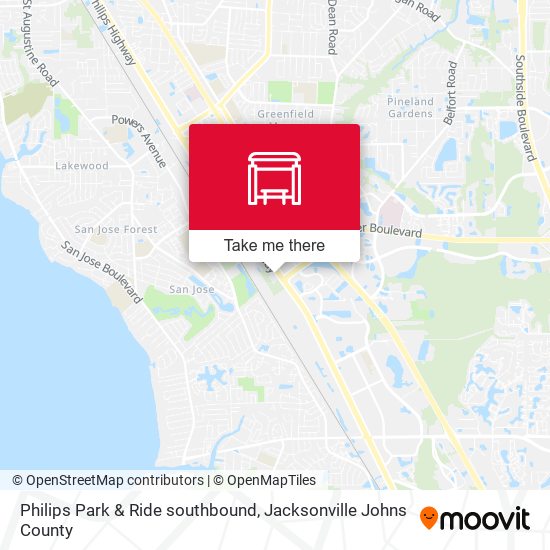 Philips Park & Ride southbound map