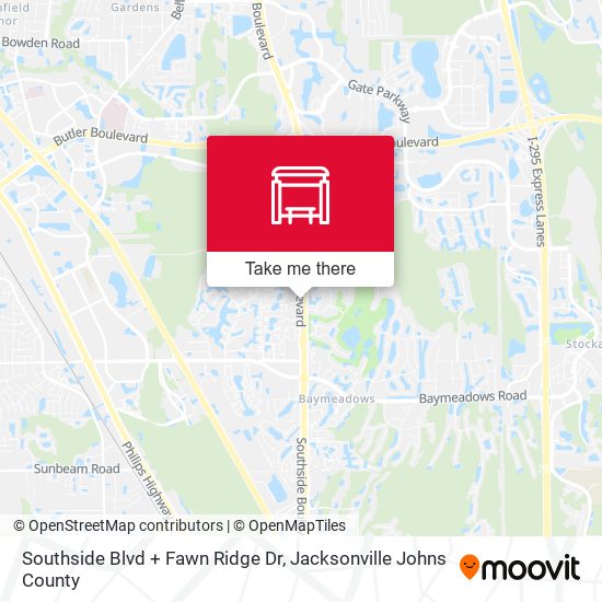 Mapa de Southside Blvd + Fawn Ridge Dr