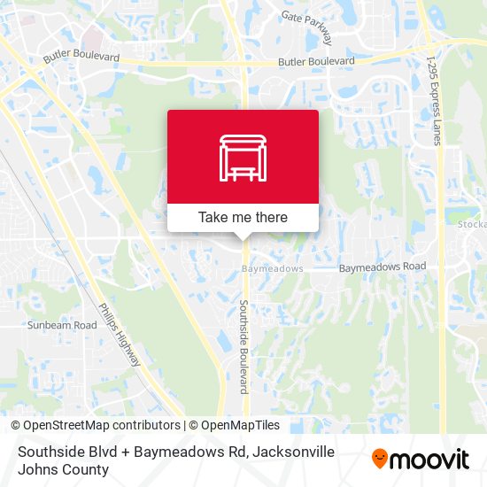 Southside Blvd + Baymeadows Rd map