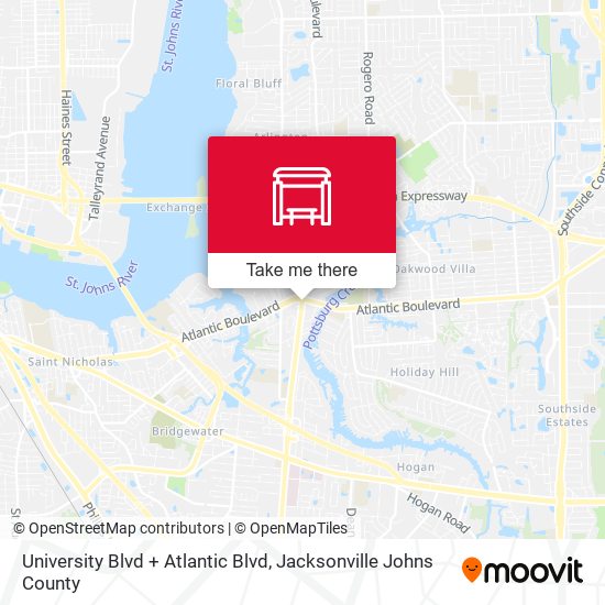 Mapa de University Blvd + Atlantic Blvd