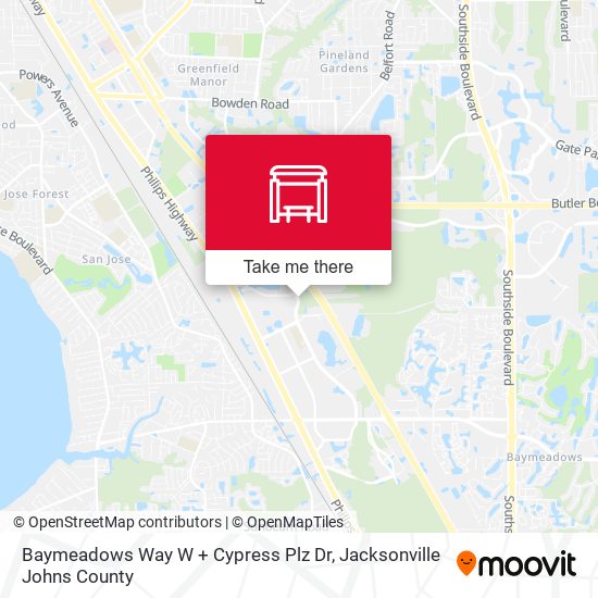 Baymeadows Way W + Cypress Plz Dr map