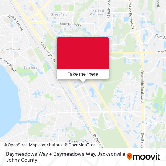 Baymeadows Way + Baymeadows Way map