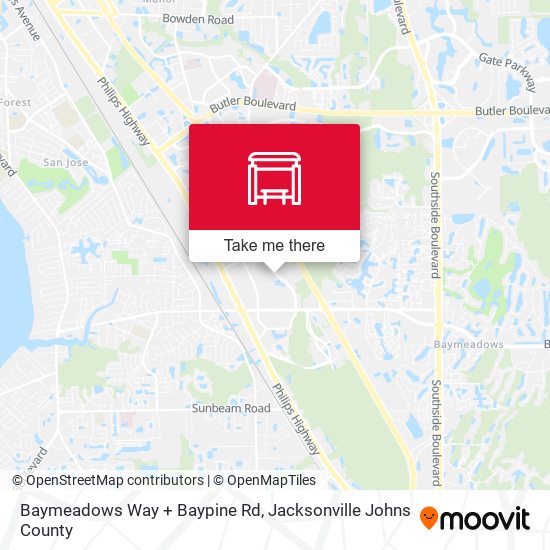 Baymeadows Way + Baypine Rd map