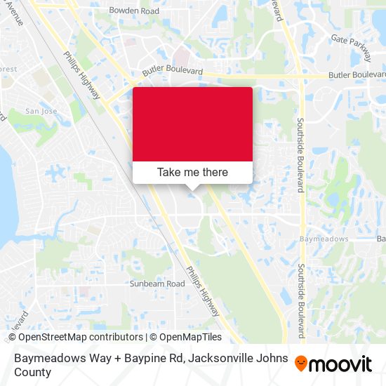 Baymeadows Way + Baypine Rd map