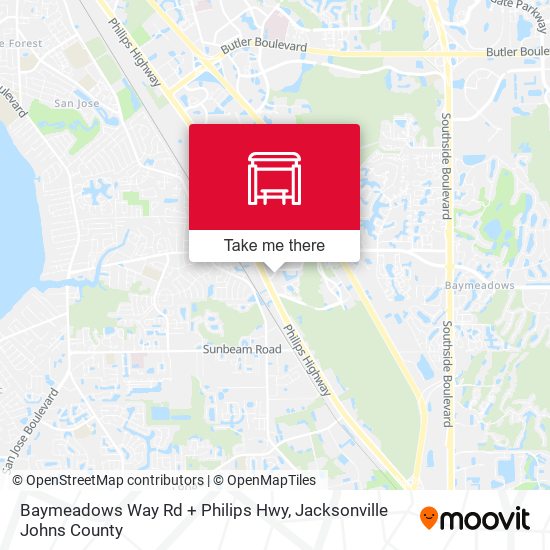 Baymeadows Way Rd + Philips Hwy map