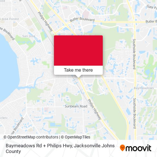 Baymeadows Rd + Philips Hwy map