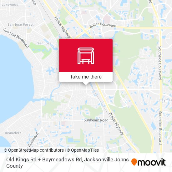 Old Kings Rd + Baymeadows Rd map