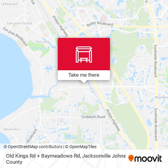 Old Kings Rd + Baymeadows Rd map