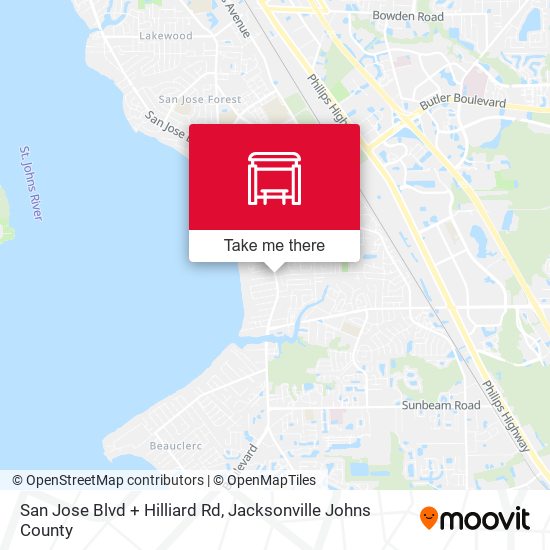 Mapa de San Jose Blvd + Hilliard Rd