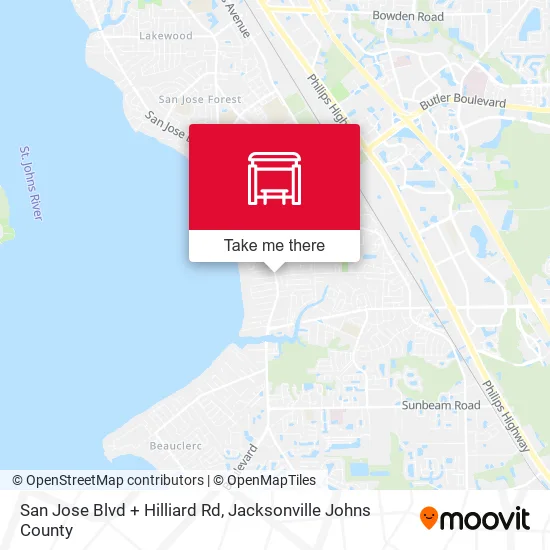 San Jose Blvd + Hilliard Rd map