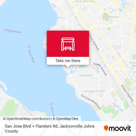 San Jose Blvd + Flanders Rd map