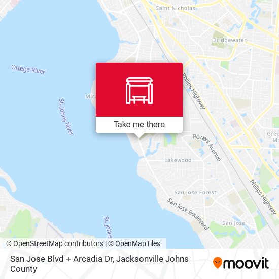 San Jose Blvd + Arcadia Dr map